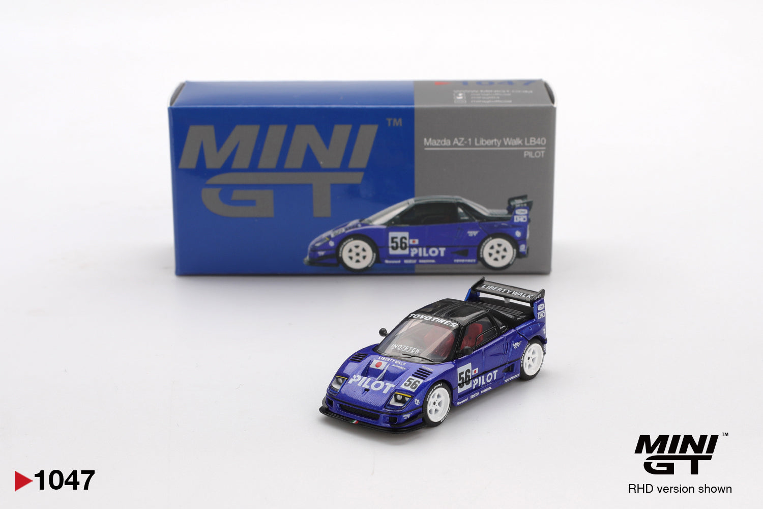 Mini GT #1047 - Mazda AZ-1 Liberty Walk LB40 *Pilot*, blue | 1:64