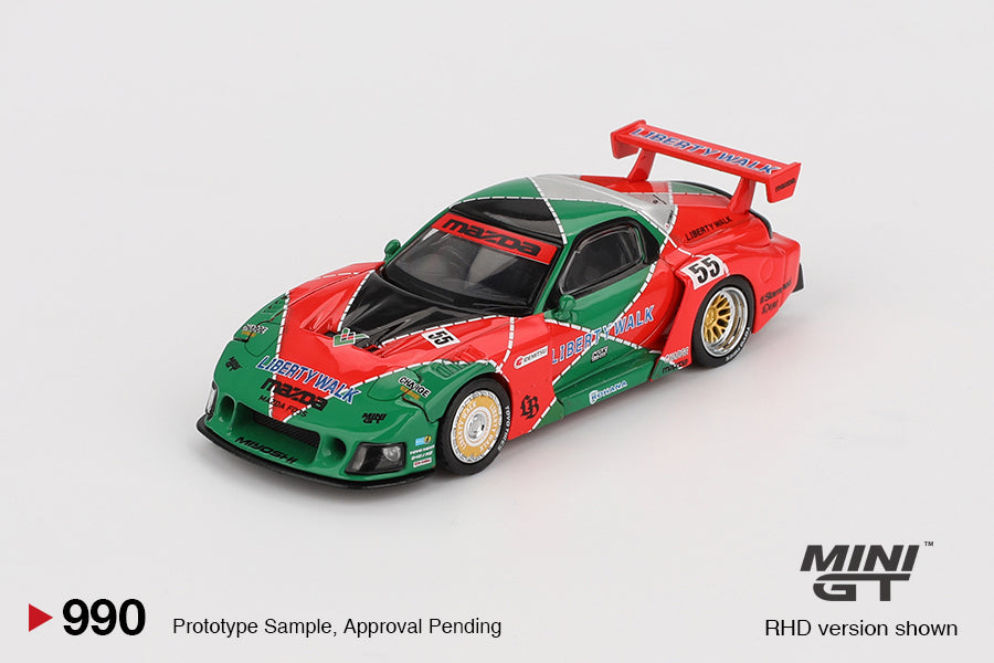 Mini GT #990 - Mazda RX7 (FD3S) LB-Super Silhouette 787B TAS, grün/rot | 1:64