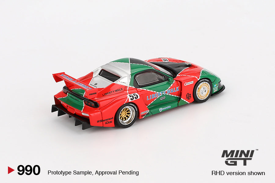 Mini GT #990 - Mazda RX7 (FD3S) LB-Super Silhouette 787B TAS, grün/rot | 1:64