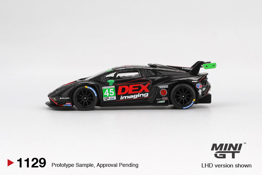 Mini GT #1129 -Lamborghini Huracán GT3 EVO2 #45 No. 45 DEX Imaging 2024 IMSA Daytona 24 Hrs | 1:64