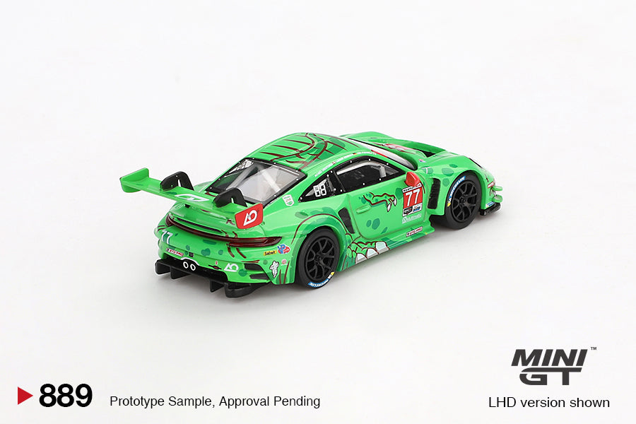 Mini GT #889 - Porsche 911 (992) GT3R #77 AO Racing Daytona 24 HRS 2nd Place, grün | 1:64