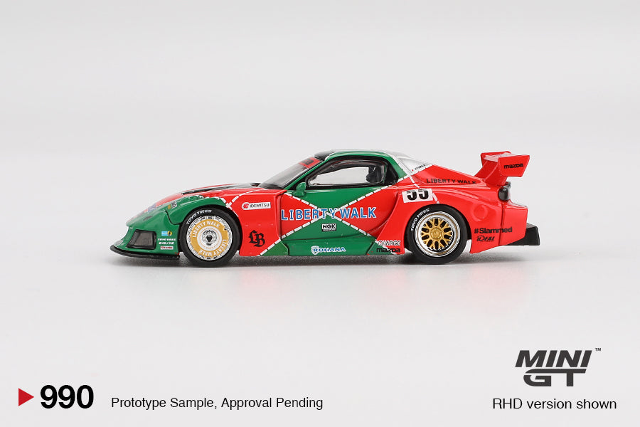 Mini GT #990 - Mazda RX7 (FD3S) LB-Super Silhouette 787B TAS, grün/rot | 1:64