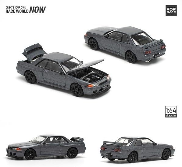 Pop Race - Nissan Skyline GT-R R32, Gun Grey Metallic | 1:64