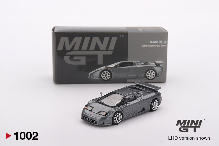 Mini GT #1002 - Bugatti EB110 Super Sport, grigio scuro | 1:64
