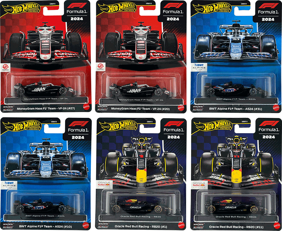 Hot Wheels Premium F1 2024 Set: Red Bull, Haas & Alpine: Verstappen, Hülkenberg & Co. | 1:64
