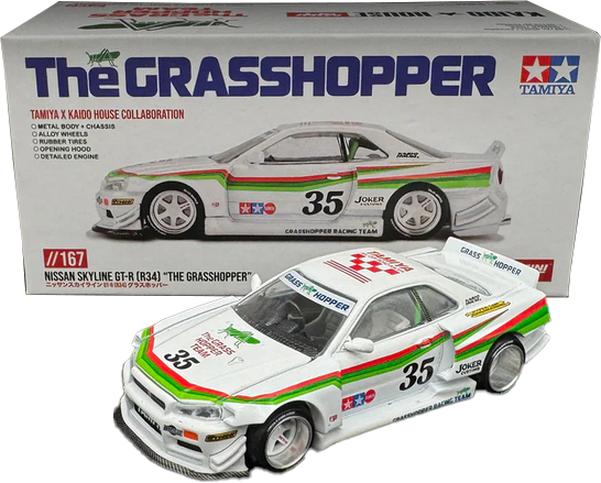 Kaido House - Mini GT: Nissan Skyline GT-R (R34) Tamiya *The Grasshopper* V1 (KHMG167) inkl. CHANCE auf CHASE! | 1:64