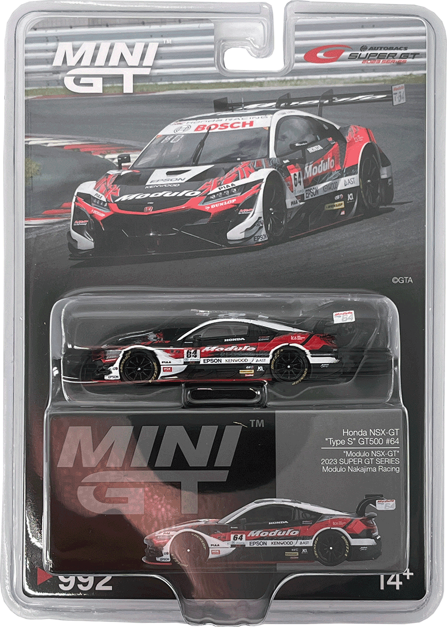 Mini GT #992 - Honda NSX-GT Type S GT500 #64 Modulo NSX-GT Modulo Nakajima Racing SUPER GT, schwarz/weiß/rot | 1:64