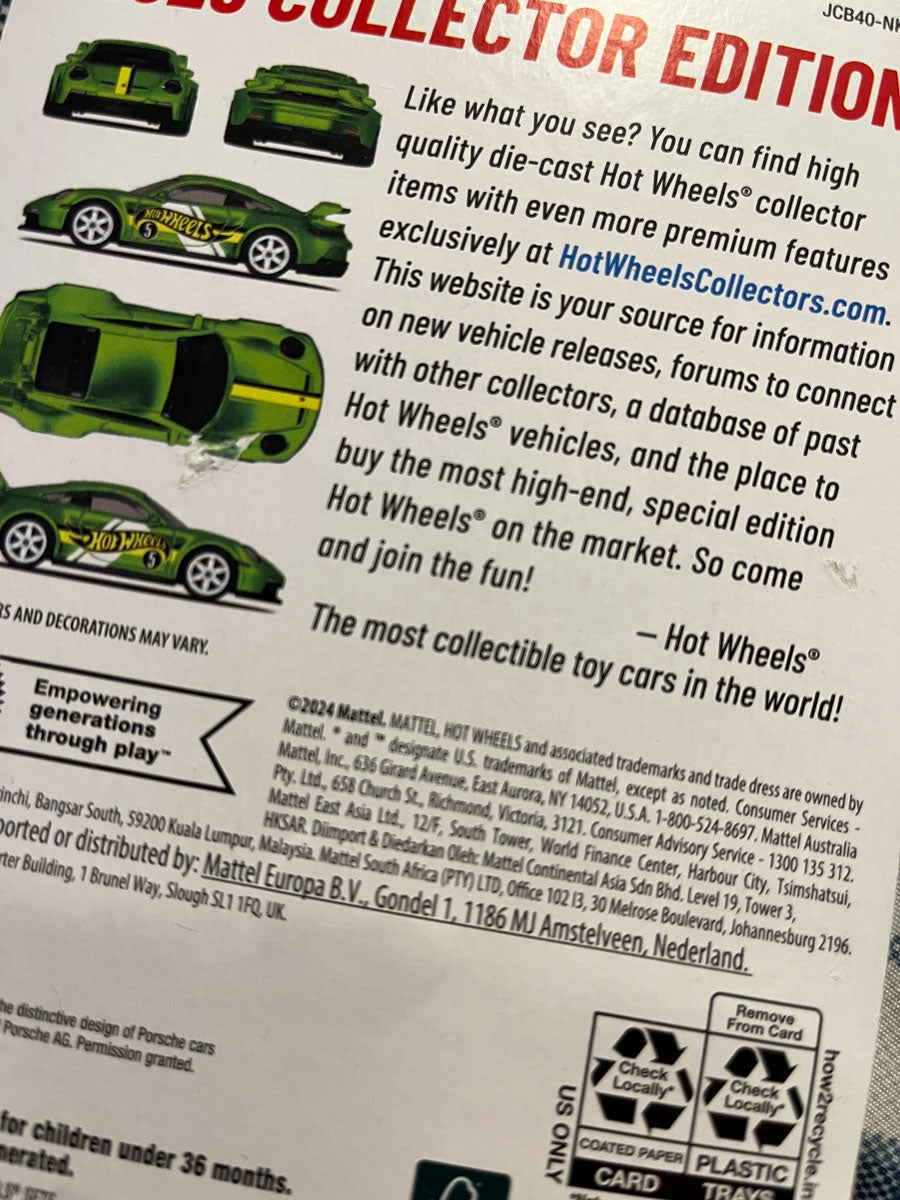 Hot Wheels 2025 Collector Edition Porsche 911 GT3 Mail-In | 1:64