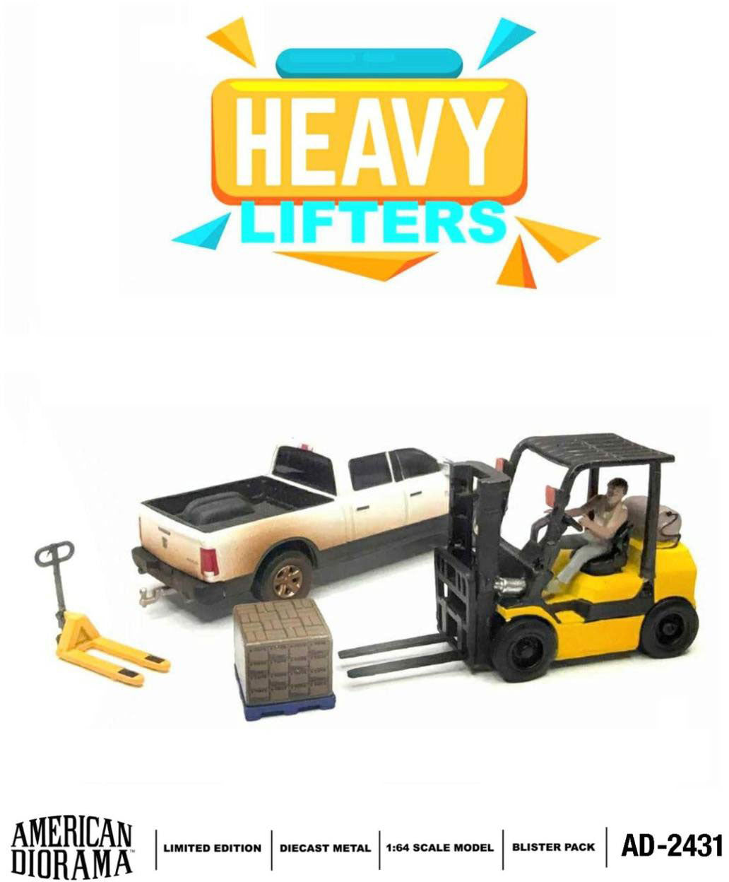 American Diorama Heavy Lifters inkl. Gabelstapler und Hubwagen | 1:64
