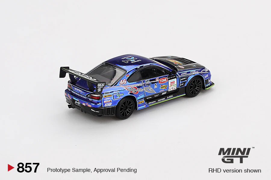 Mini GT #857 - Nissan Silvia S15 #70, D-MAX Racing D1 Grand Prix 2023, blau | 1:64