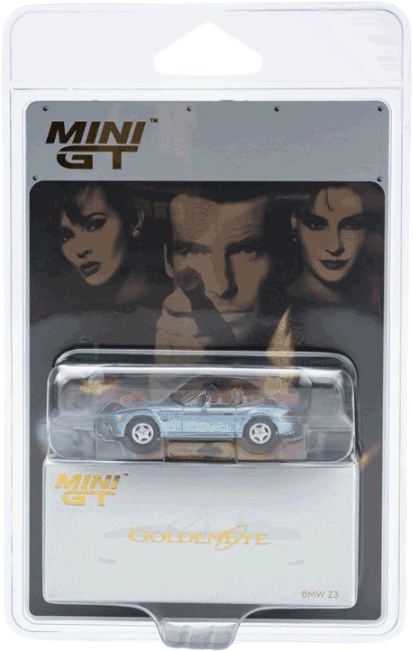Mini GT #914-007E - BMW Z3 “Goldeneye” English Blister Packaging | 1:64