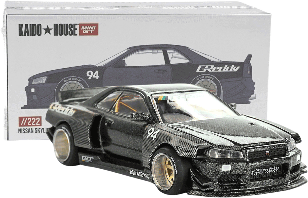 Kaido House - Mini GT: Nissan Skyline GT-R (R34) Greddy V2 (KHMG222) inkl. Chance auf CHASE! | 1:64