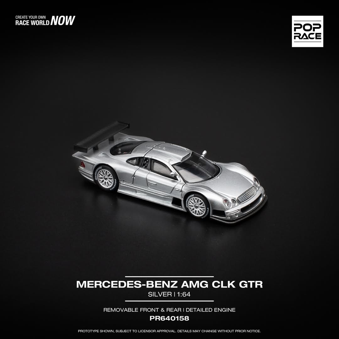 Pop Race - Mercedes-Benz AMG CLK GTR, silber | 1:64