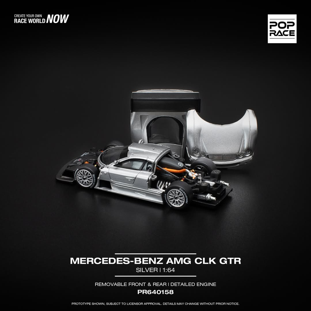 Pop Race - Mercedes-Benz AMG CLK GTR, silber | 1:64