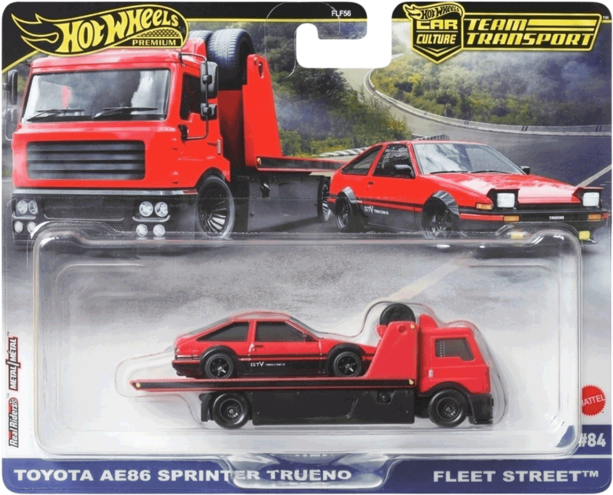 Hot Wheels Team Transport 2025 Toyota AE86 Sprinter Trueno & Fleet Street | 1:64