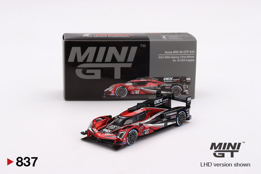 Mini GT #837 - Acura ARX-06 GPT #40 Wayne Taylor Racing Sebring 12hrs Winner, schwarz/rot | 1:64