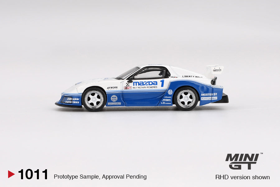 Mini GT #1011 - Mazda RX7 (FD3S) LB-Super Silhouette IMSA, weiß/blau | 1:64