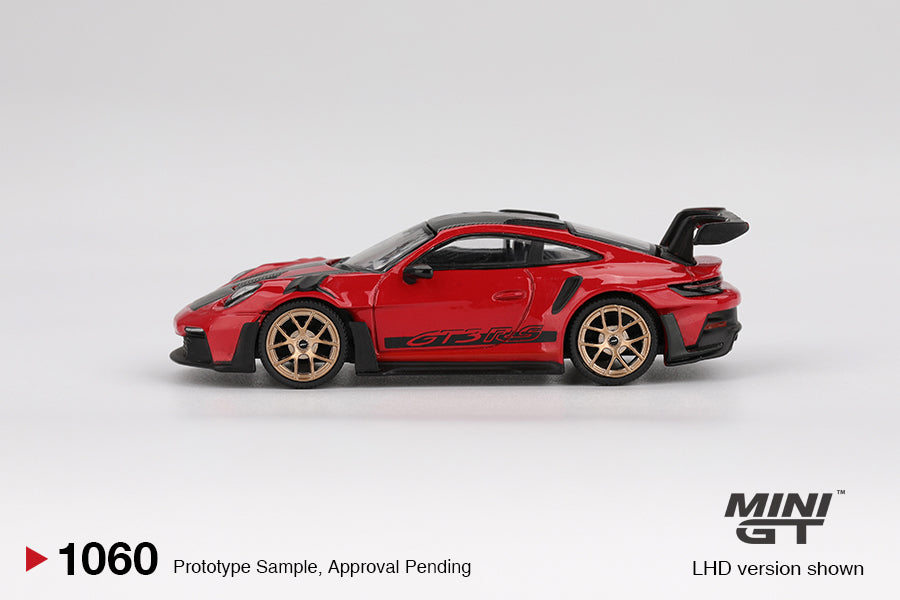 Mini GT #1060 - Porsche 911 (992) GT3 RS Weissach Package, Guards Red | 1:64