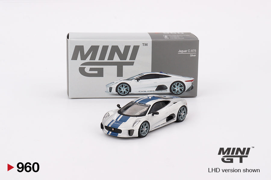 Mini GT #960 - Jaguar C-X75, silber/blau | 1:64