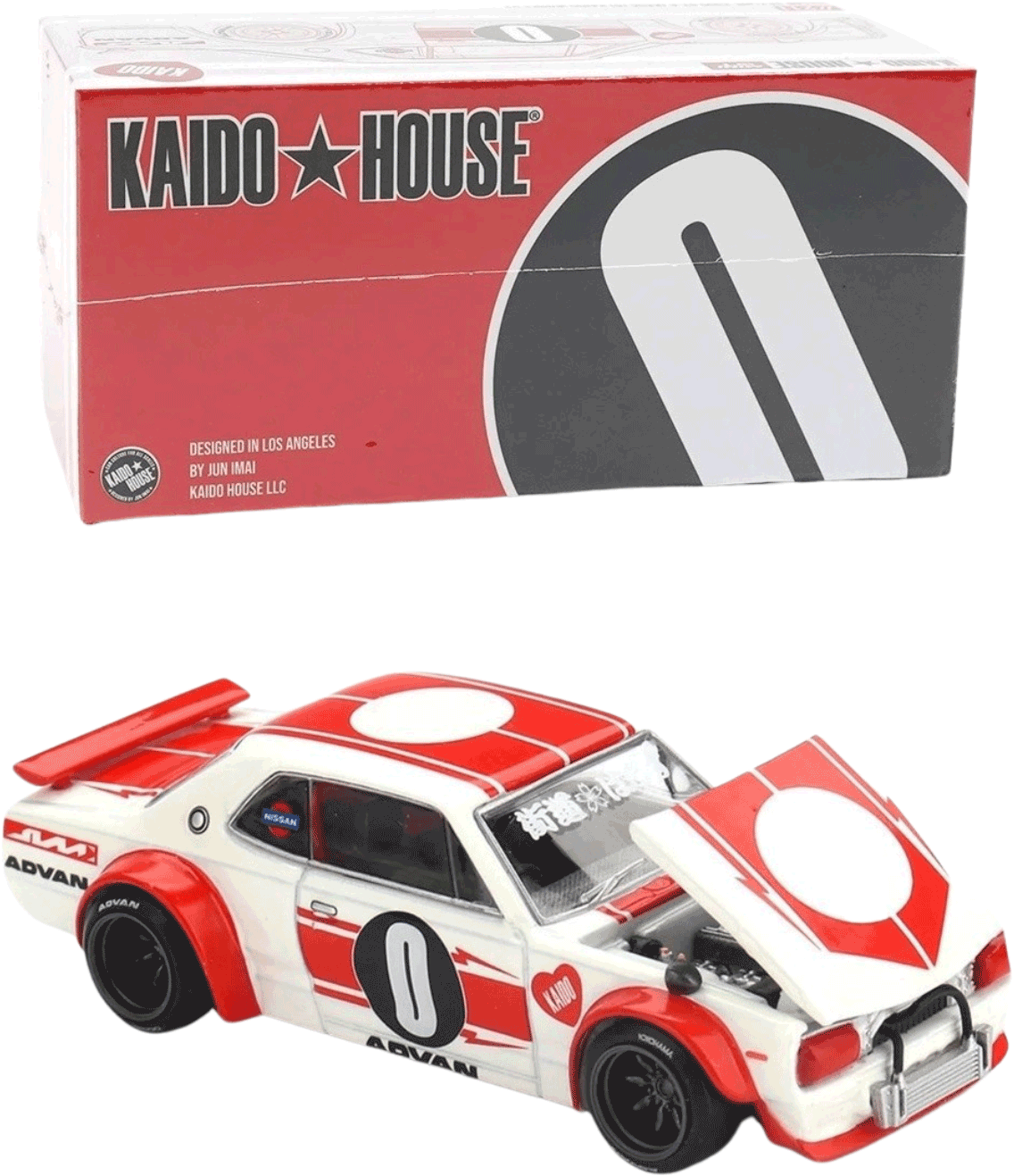 Kaido House - Mini GT: Nissan Skyline GT-R (KPGC10) Kaido Works V2, white/red (KHMG211) inkl. CHANCE auf CHASE | 1:64