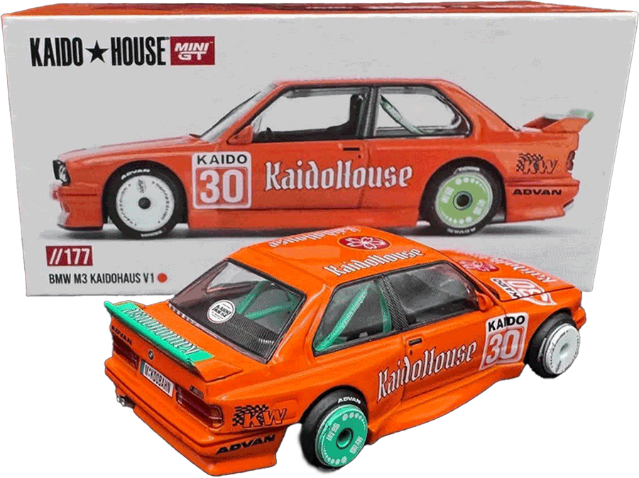 Kaido House - Mini GT: BMW M3 (E30) Kaidohaus V1, orange (KHMG171) inkl. CHANCE auf CHASE | 1:64