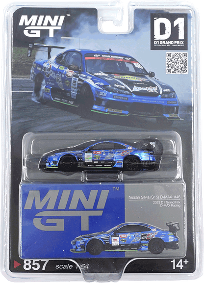 Mini GT #857 - Nissan Silvia S15 #70, D-MAX Racing D1 Grand Prix 2023, blau | 1:64