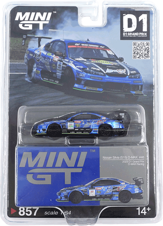 Mini GT #857 - Nissan Silvia S15 #70, D-MAX Racing D1 Grand Prix 2023, blau | 1:64