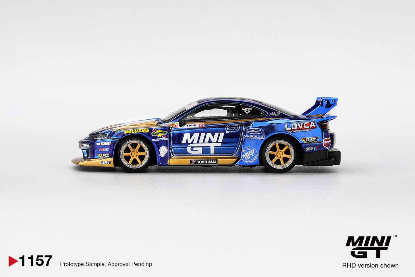 Mini GT #1157 - Nissan Silvia (S15) LB-Super Silhouette #555 Team MINI GT Liberty Walk 2025 Formula Drift | 1:64