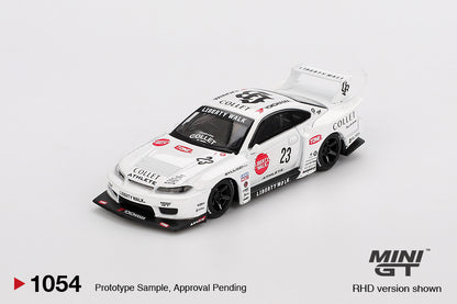 Mini GT #1054 - Nissan Silvia S15 LB-Super Silhouette Athlete, white | 1:64