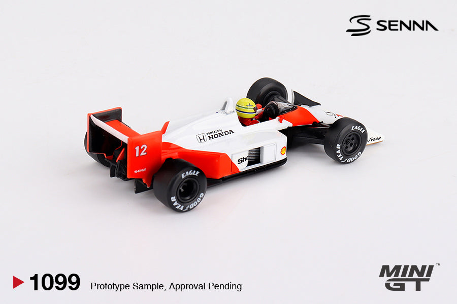 Mini GT #1099 - McLaren MP4/4 #12 Ayrton Senna 1988 Japanese Grand Prix Winner | 1:64