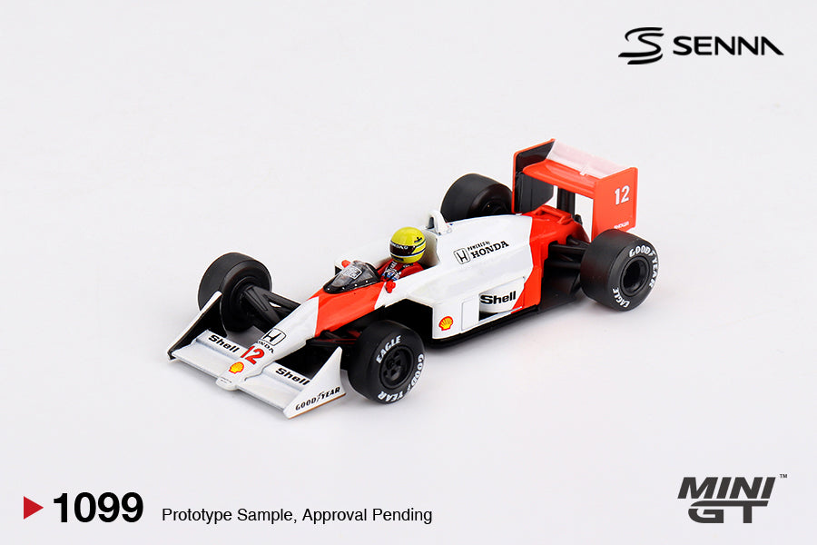 Mini GT #1099 - McLaren MP4/4 #12 Ayrton Senna 1988 Japanese Grand Prix Winner | 1:64