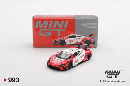 Mini GT #993 - McLaren 720S GT3 EVO *Pfaff* Motorsports Laguna Seca, white/red | 1:64