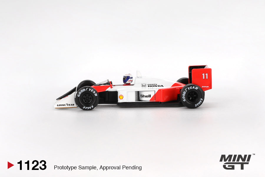 Mini GT #1123 - McLaren MP4/4 #11 Alain Prost 1988 Japanese Grand Prix 2nd Place | 1:64