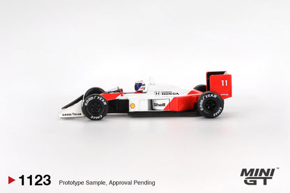 Mini GT #1123 - McLaren MP4/4 #11 Alain Prost 1988 Japanese Grand Prix 2nd Place | 1:64