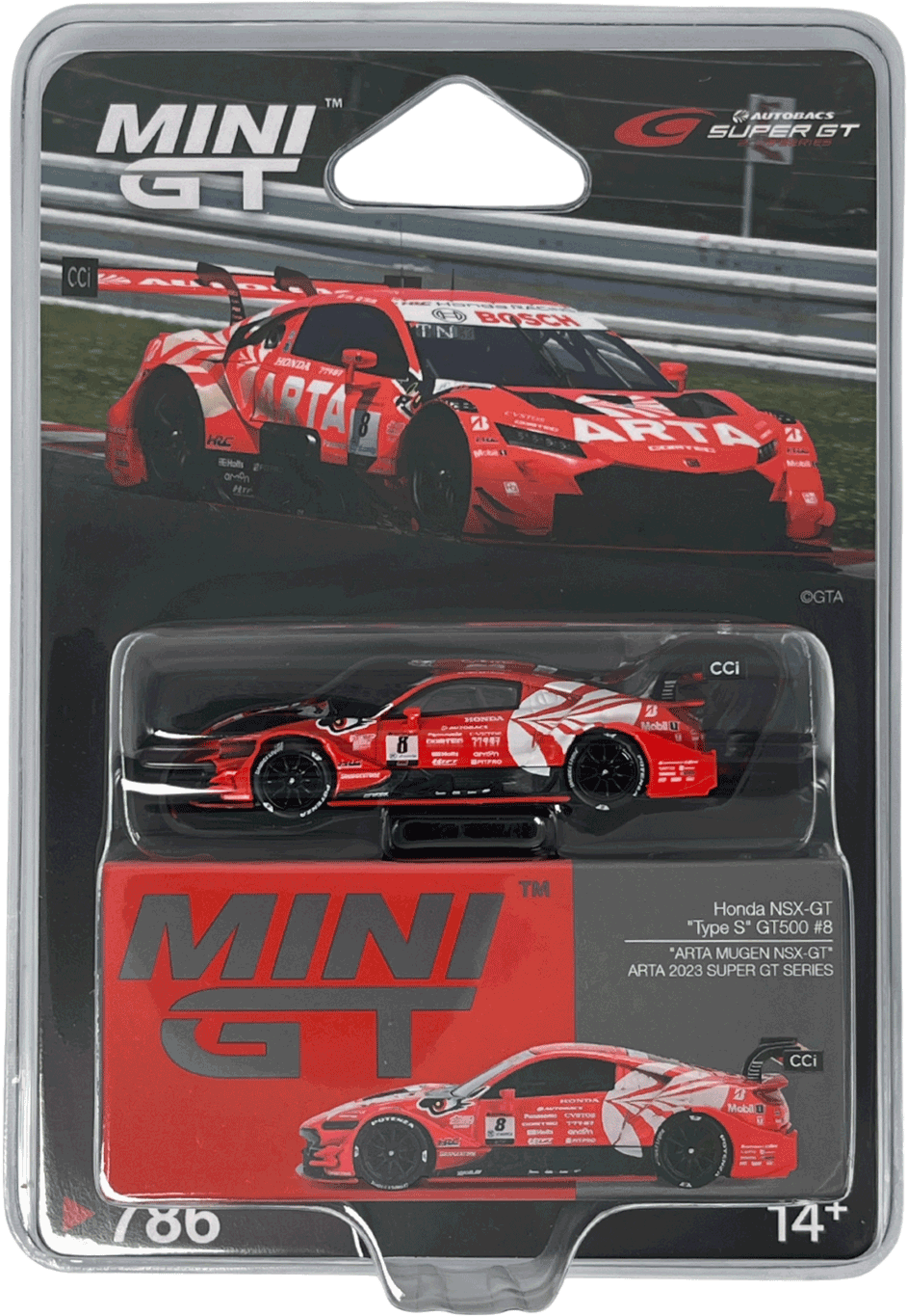 Mini GT #786 - Honda NSX-GT Type S GT500 #8 *ARTA MUGEN NSX-GT* ARTA SUPER GT Series, rot/weiß/schwarz | 1:64