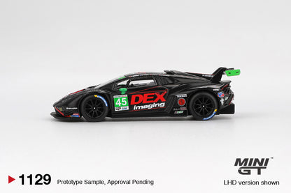 Mini GT #1129 -Lamborghini Huracán GT3 EVO2 #45 No. 45 DEX Imaging  2024 IMSA Daytona 24 Hrs | 1:64