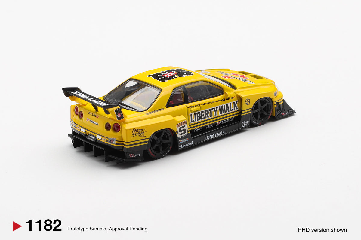 Mini GT #1182 - Nissan LB-ER34 Super Silhouette SKYLINE, Sport Yellow | 1:64