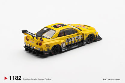 Mini GT #1182 - Nissan LB-ER34 Super Silhouette SKYLINE, Sport Yellow | 1:64