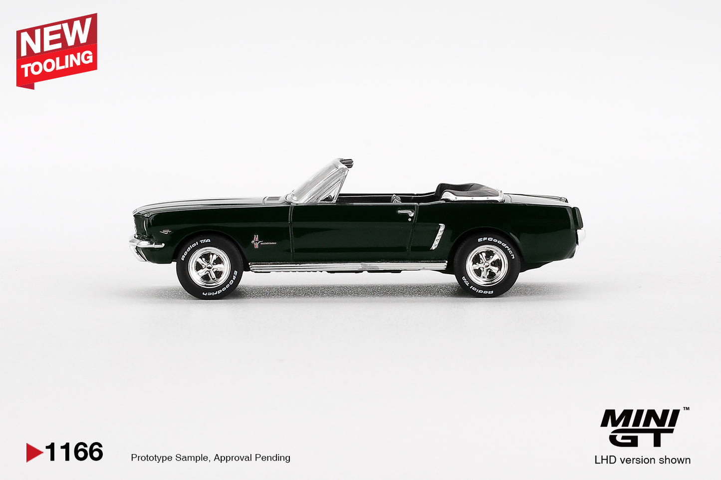 Mini GT #1166 - Ford Mustang Convertible 1964, Highland Green | 1:64