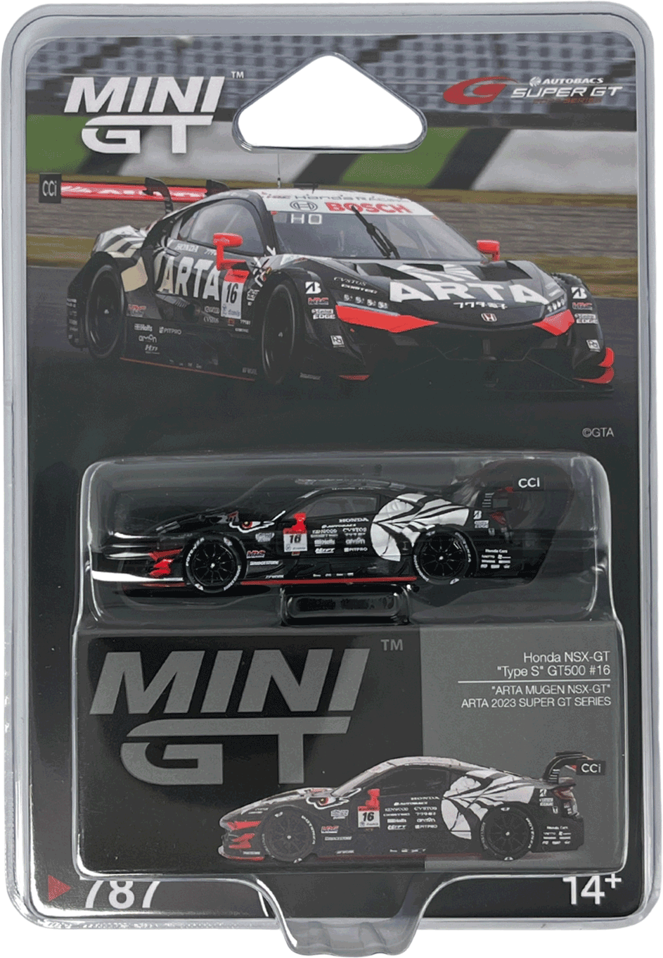 Mini GT #787 - Honda NSX-GT Type S GT500 #16 *ARTA MUGEN NSX-GT* ARTA SUPER GT Series, schwarz/rot/weiß | 1:64