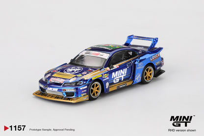 Mini GT #1157 - Nissan Silvia (S15) LB-Super Silhouette #555 Team MINI GT Liberty Walk 2025 Formula Drift | 1:64