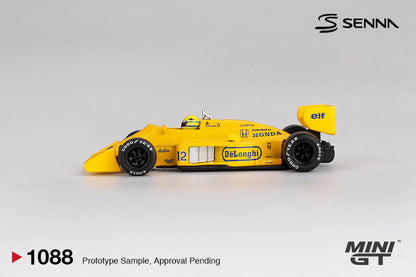 Mini GT #1088 - Lotus 99T #12 Ayrton Senna 1987 Monaco Grand Prix Winner | 1:64