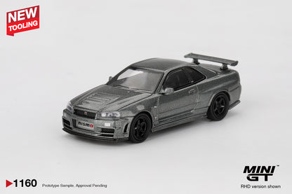 Mini GT #1160 - Nissan Skyline GT-R, Dark Metal Gray (NISMO BNR34 CRS Version) | 1:64