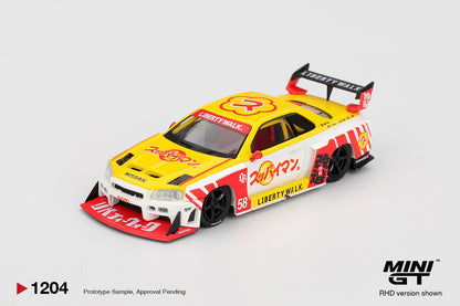 Mini GT #1204 - Nissan LB-ER34 Super Silhouette SKYLINE, Suppaiman Okinawa | 1:64