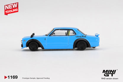 Mini GT #1169 - Nissan LB★Works HAKOSUKA, Baby Blue | 1:64