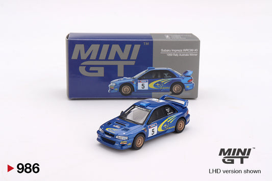 Mini GT #986 - Subaru Impreza WRC99 #5 Winner Rally Australia *Australia Exclusive*, blau/gelb | 1:64