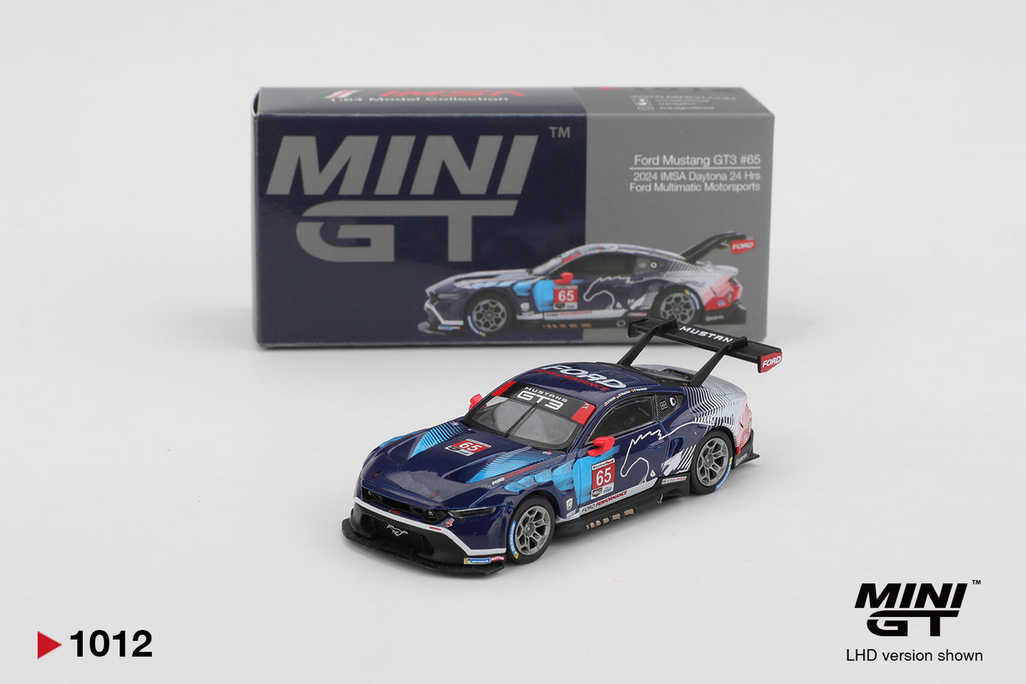 Mini GT #1012 - Ford Mustang GT3 #65 Ford Multimatic Motorsports 2024 IMSA Daytona 24 Hrs | 1:64