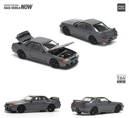 Pop Race - Nissan Skyline GT-R R32, Gun Grey Metallic | 1:64