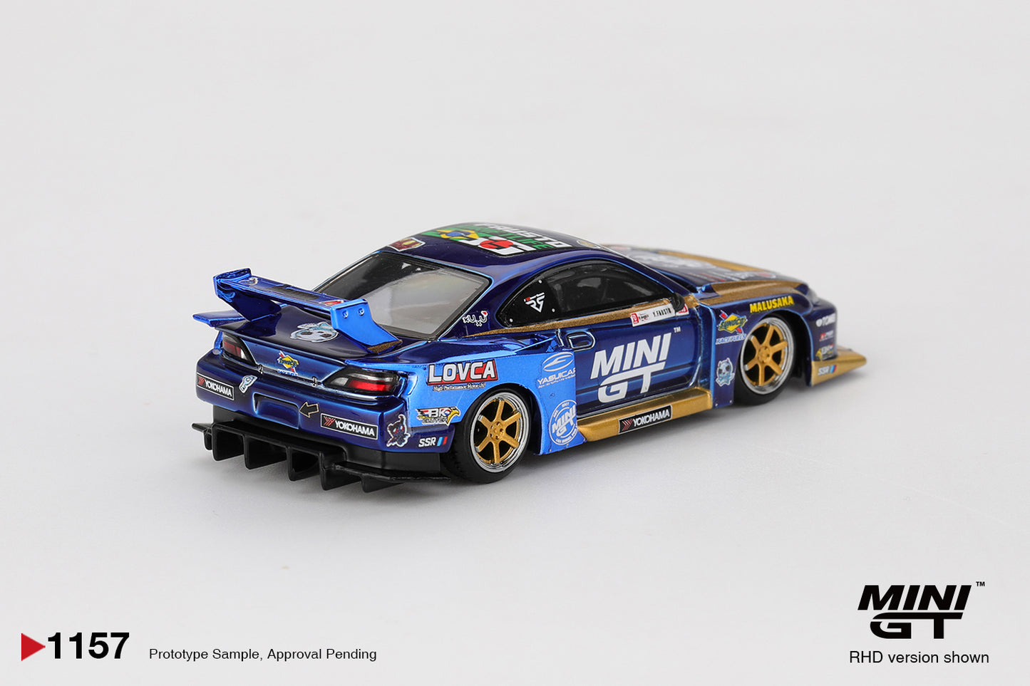 Mini GT #1157 - Nissan Silvia (S15) LB-Super Silhouette #555 Team MINI GT Liberty Walk 2025 Formula Drift | 1:64