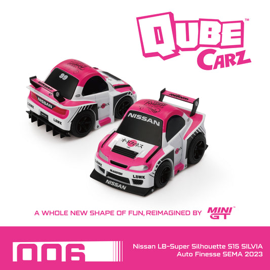 Mini GT - QubeCarz #006: Nissan Silvia S15 LB-Super Silhouette Auto Finesse Sema Show, white/pink | 1:64